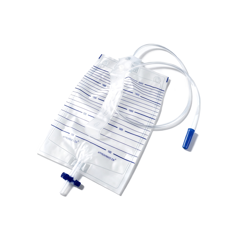 Prémium 2000 ml-es, orvosi minőségű PVC vizelettasak folyékony töltővel