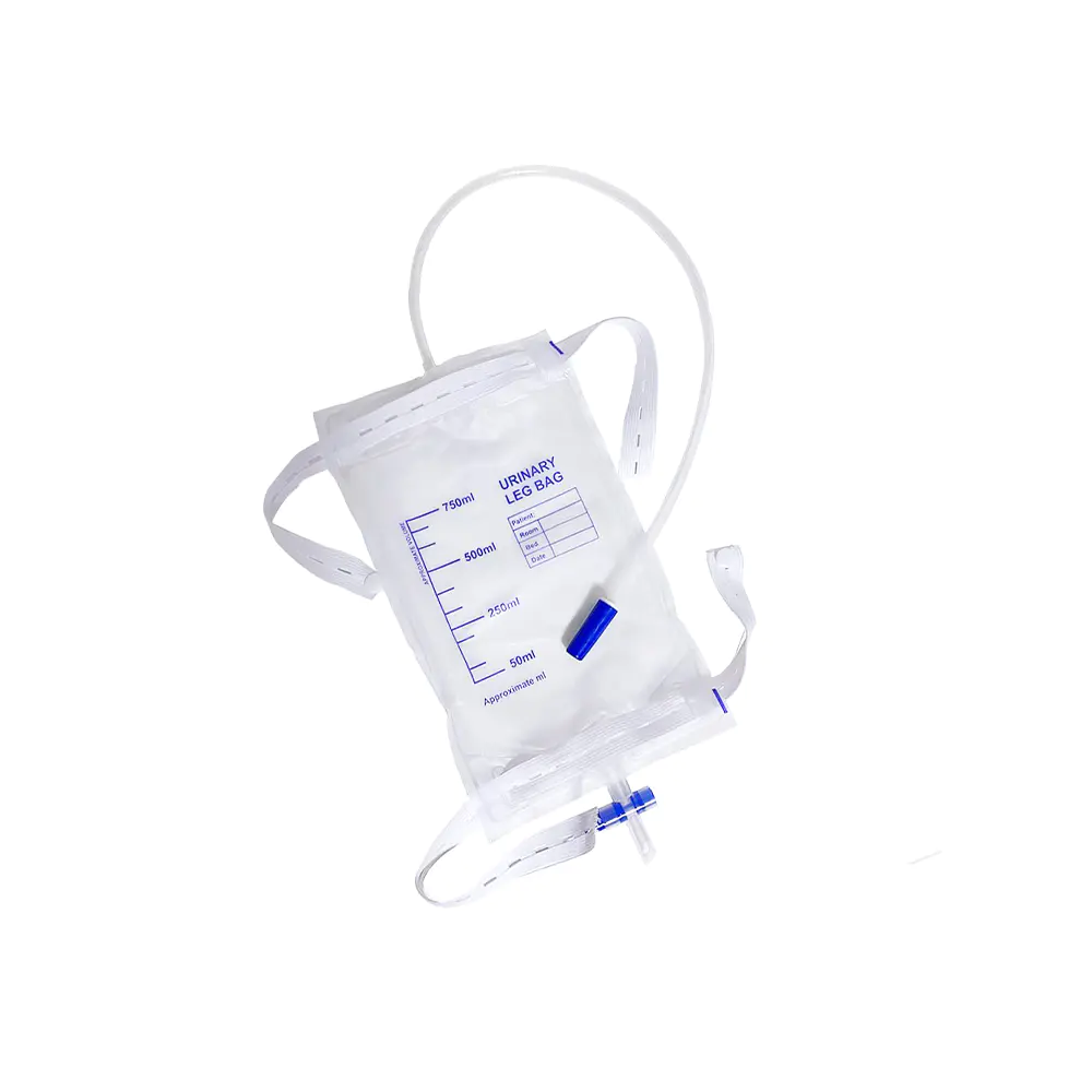 750 ml vizeletből származó latexmentes orvosi PVC ergonómikus kényelmes lábtáska reflux szeleppel